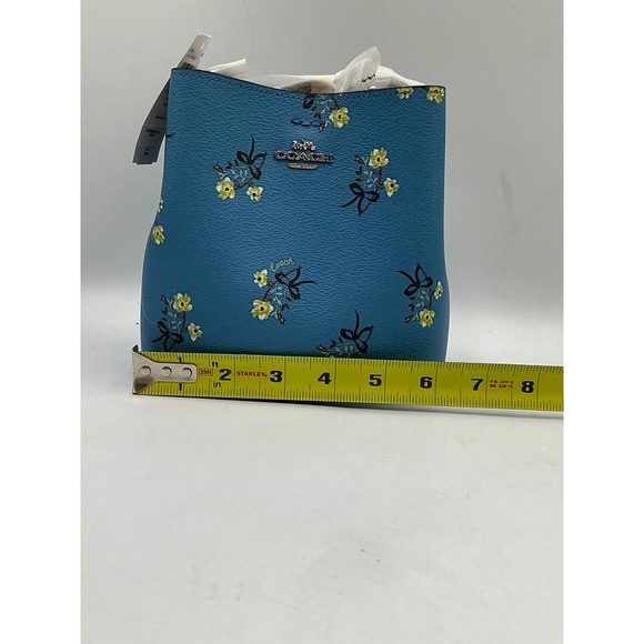 Coach Mini Town Bucket Bag Blue Multi Floral Bow Print Crossgrain Leather C7974 - Picture 12 of 15